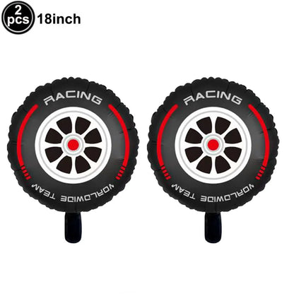 Rennwagen-Thema, zwei schnelle Jungen, Partydekorationen zum 2. Geburtstag für Rennwagen, karierte Flaggen, Rennrad, Einweggeschirr.