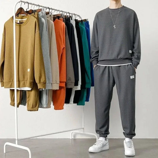 Loose Men's Long Sleeve Hoodie And Pants Set Spring Autumn New Style Casual Sports Youth Loose Fit Male Fashion Outfit.