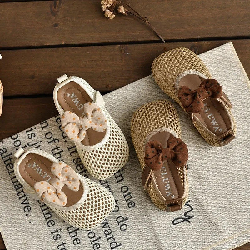 Children Girls Mesh Sandals Baby Summer Toddlers Fashion First Walker Shoes Causal Bowknot Sweet Kids Soft Sandals Breathable.