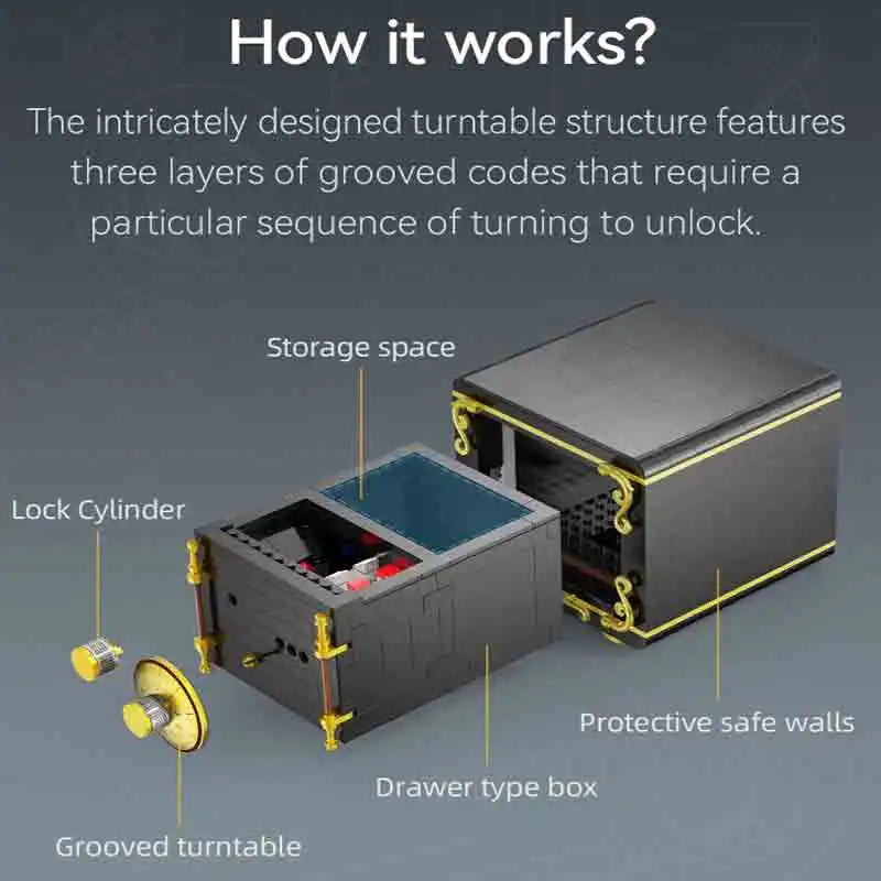 Cada 422PCS City Retro Combination Safe Building Blocks The Secret of Safe Experiment Education Bricks Toys Boys Gifts.