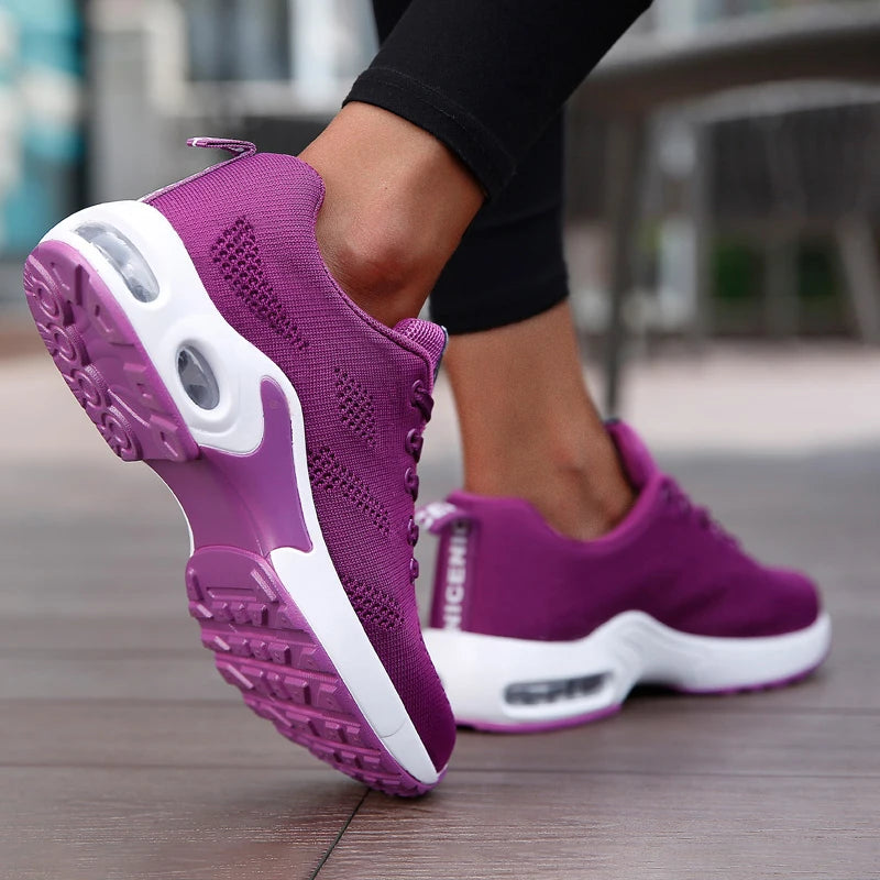 Women Casual Shoes Breathable Walking Mesh Flat Shoes Platform Sneakers Women Tenis Gym Vulcanized Shoes White Female Footwear.