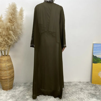 Luxury Diamonds Kimono Open Abayas for Women Muslim Dress Morocco Kaftan Dubai Turkey Party Gown Kebaya Islam Jalabiya Ramadan.