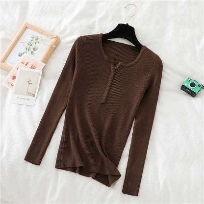 2025 frauen Solide Strick Pullover Herbst Winter Pullover V-ausschnitt Taste Langarm Schlank Pullover Koreanische Casual Basis Schicht Y2k