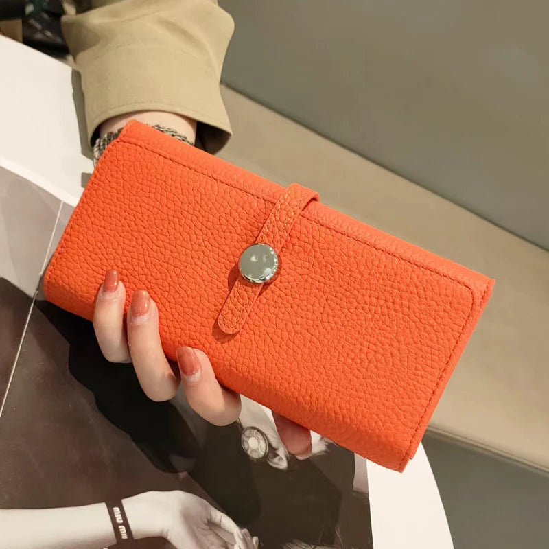 Genuine Leather Wallet Women Long Clutch Fashion Luxury Brand Ladies Purses Card Holder Zipper Coin Pocket High Quality Billfold.