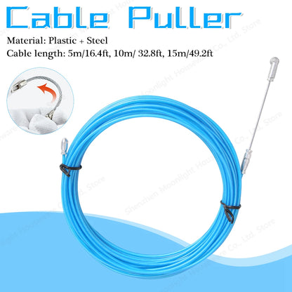 5/10/15M Universal Wire Puller Threading Device Steel Spring Rope Pulling Device With Pulley Electricians Wire Lead Cable Puller.