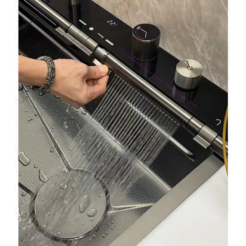 Blue Whale Dragon Rain Digital Display Large Single Sink Faucet with Integrated Multifunctional Atmosphere Light