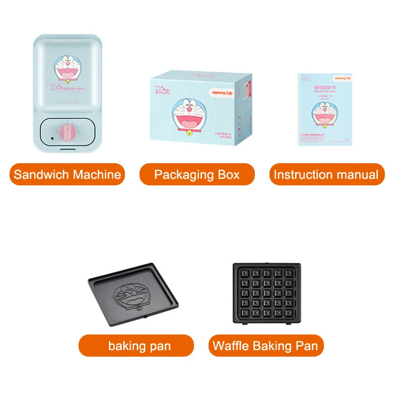 Cartoon Sandwich Machine Home Breakfast Waffle Maker Bread Machine Line Jiuyang Theme  Yellow Blue Timing Fried Eggs.