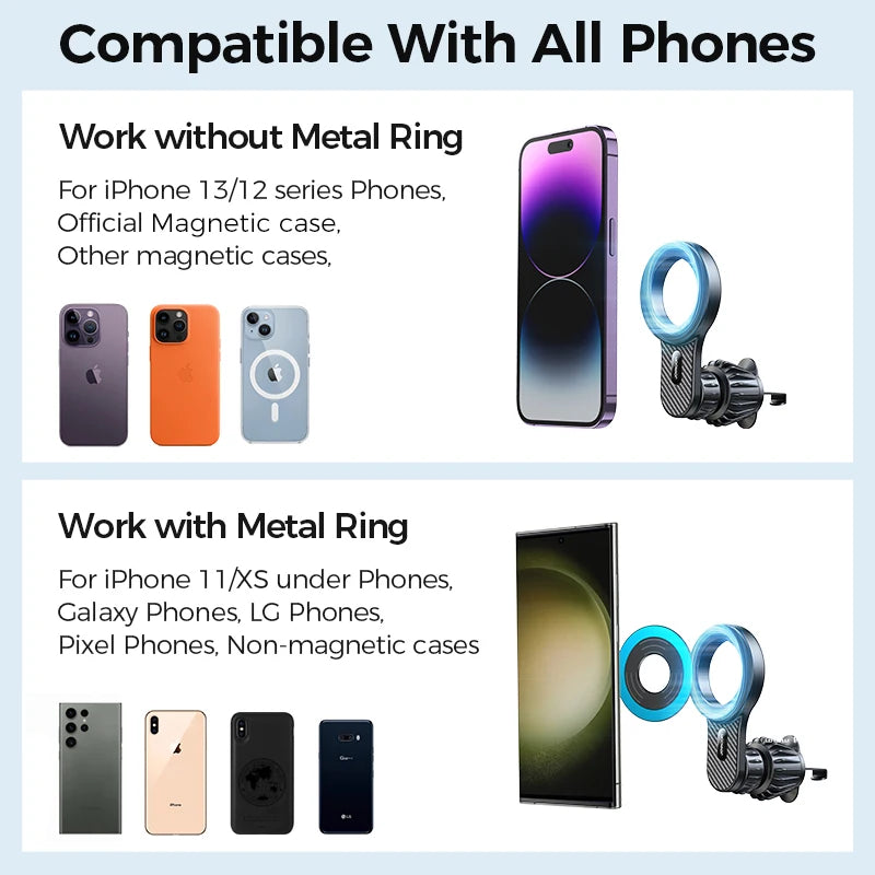 Joyroom Magnetic Car Phone Holder Universal Strong Car Air Vent Phone Mount Compatible with iPhone Samsung LG Google Pixel, etc.