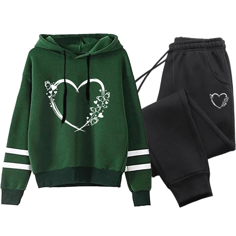 Loose and Comfortable Two Piece Set for Women Stripe Women's Tracksuit 2025 Women's Sports Suit Casual Hoodie Daily Jogging Sets.