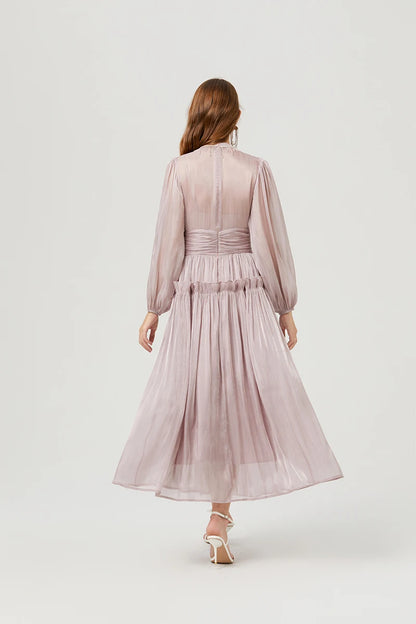 Französisch Luxus Kristall Perlen Quaste Glanz Roben Urlaub Frauen stehen Laterne Ärmel Rüschen plissiert formale Gelegenheit Ballkleid 622.