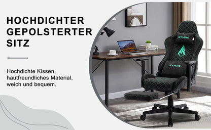 Symino Gaming-Stuhl mit Fußstütze, PC-Stuhl im Racing-Stuhl-Design, Vintage-PU-Leder, ergonomischer Bürostuhl