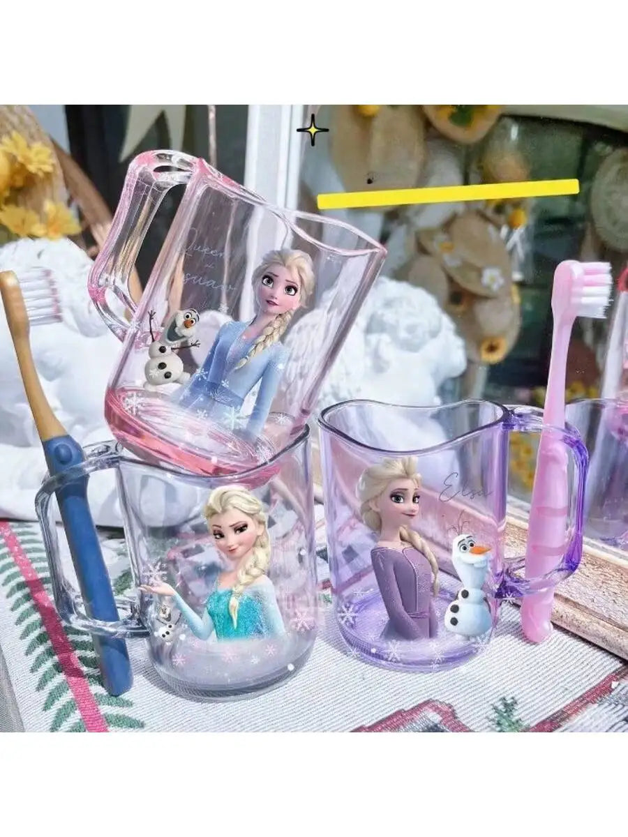 Disney New Frozen Princess Elsa Cartoon Washable Mouthwash Cup for Men and Women Plastic Wash Cup.