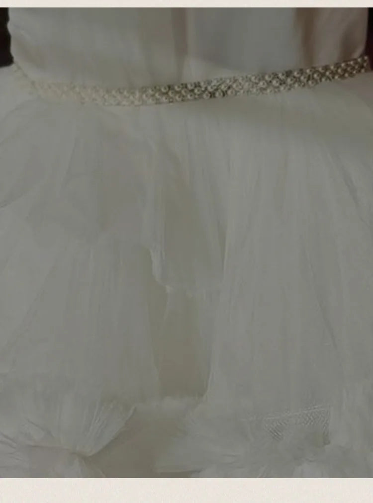 Formales Kleid für Kinder2025Neues weißes ärmelloses Prinzessinnenkleid im europäischen und amerikanischen Stil für Performance-Kostüme für kleine Mädchen.