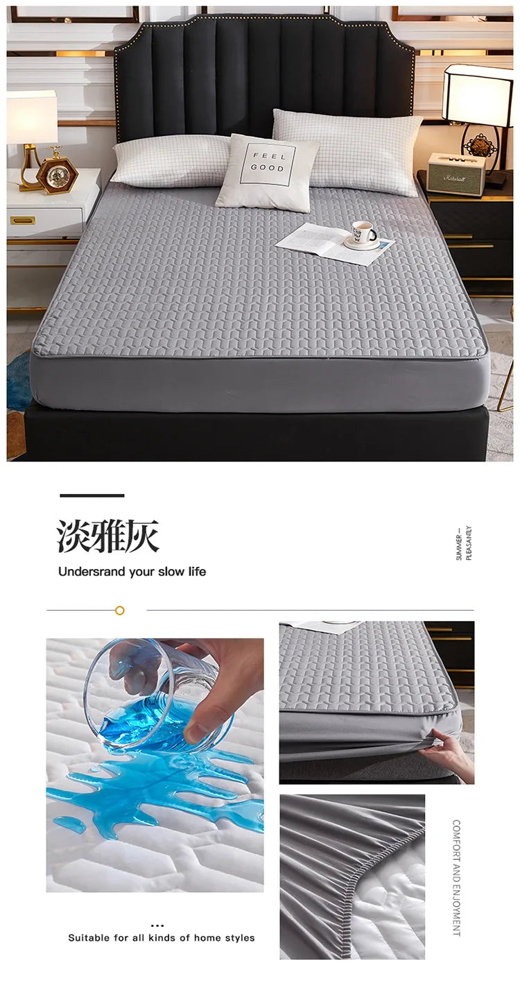 Waterproof Thicken Mattress Cover Quilted Latex Mat Bed Covers Pad Skin-Friendly Fitted Sheet Protector Bedspread150/160/180x200