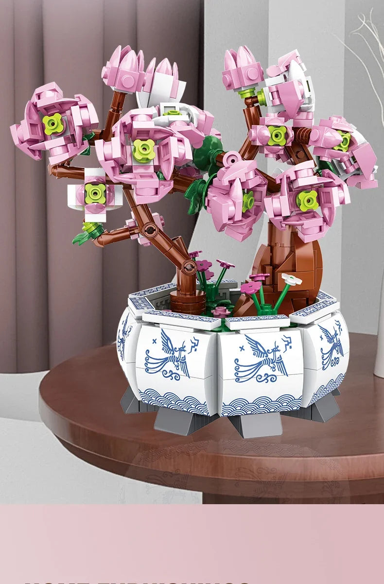 Small Bricks Flower Tree Building Block Kit DIY Home decoration Potted Plant Flower Botanical Construction Toy Girl Gift.