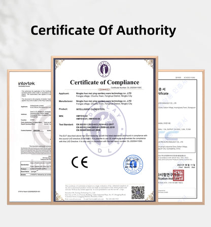 Intelligenter Bidet-Toilettensitz für Badezimmer, beheizter Sitz, langsames Schließen, warmer Trockner, hinten vorne, waschbar, warmes Wasser, Fernbedienung, Nachtlicht