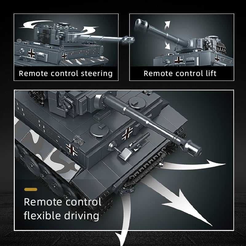 Mould King 20014 Military Toys The APP&RC Motorized Tiger Tank Model Assembly Technical Car Building Block Kids Christmas Gifts.