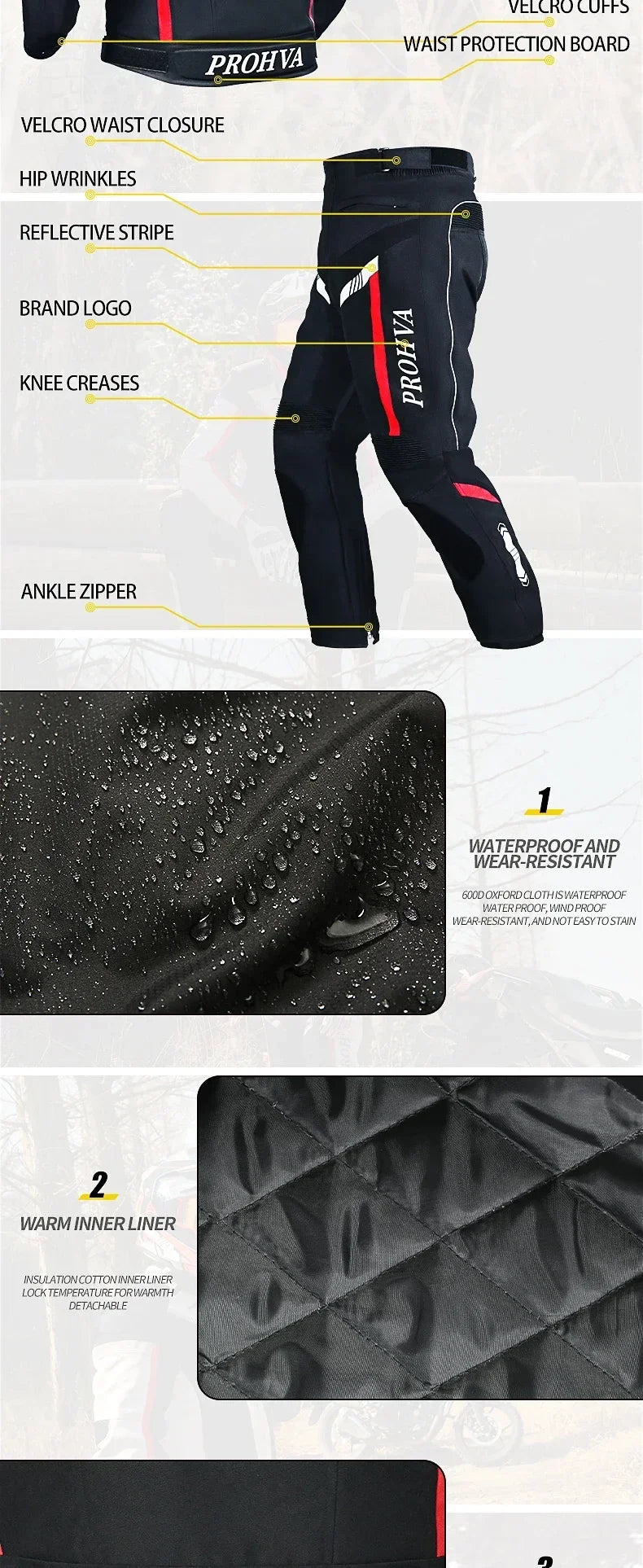 HVA Waterproof Motorcycle Jacket Men's Racing Suit Removable Liner Warm Autumn and Winter Motorcycle Jacket Suit Anti-fall Suit.