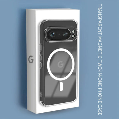 Luxury Transparent Magsafe Magnetic Case for Google Pixel 9A 10 9 8 7 6 Pro 9 Pro XL 8A 7A 6A Wireless Charging Clear TPU Cover.
