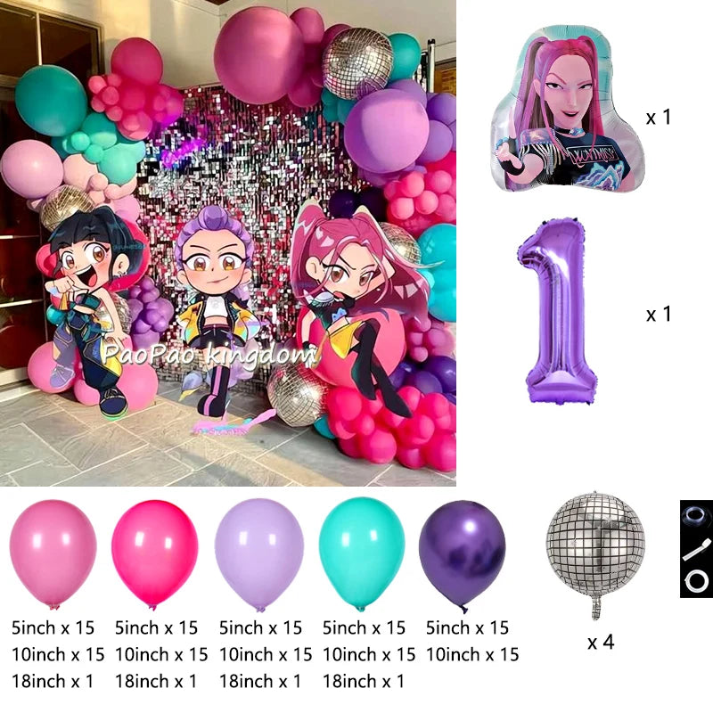 Kpop Dämonenjäger Themen Mädchen Geburtstag Luftballons Dekoration Anzahl Ballon Partyzubehör Babyparty Film Halloween Ballon