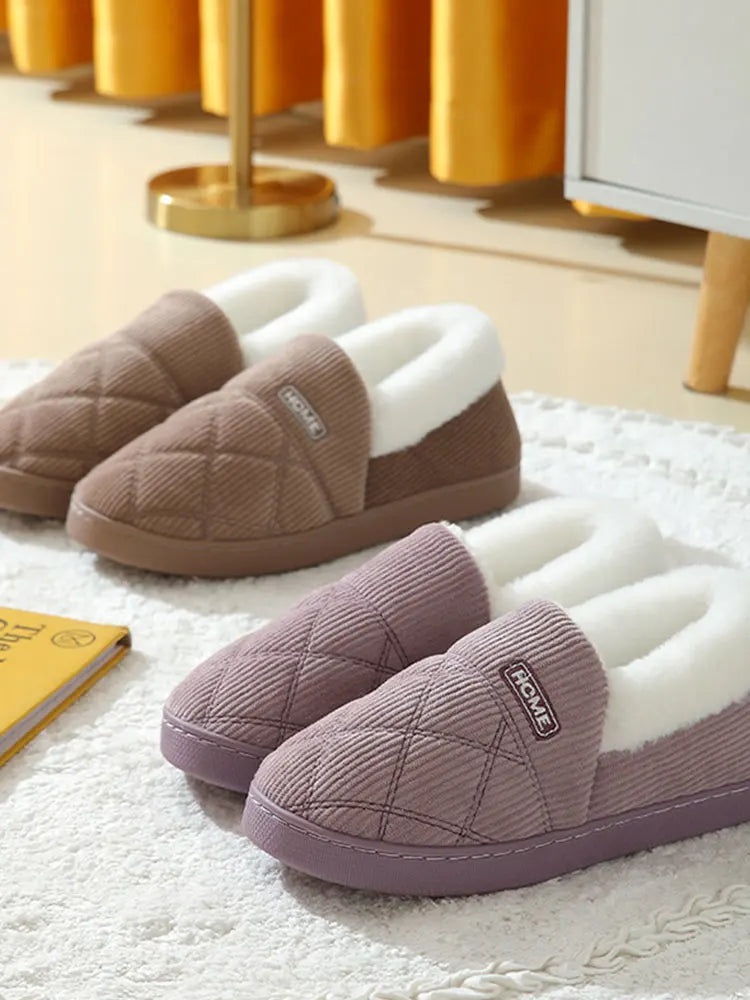 Shevalues Women Plush Slippers Winter Warm Fur Antiskid Cloud Slippers Outdoor Breathable Thick Flat Sole Slipper Home Slippers.