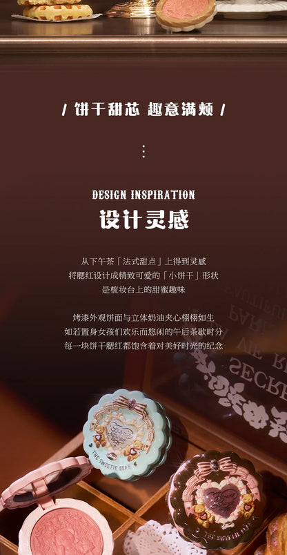 Flower Knows The Sweetie Bear Collection Satin embossed blush Lasting Matte Puffing Natural Brightening Facial Cosmetics 5g.