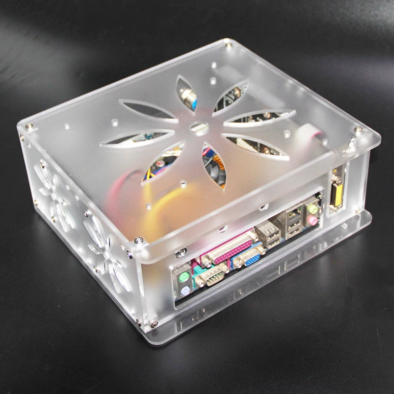 Mini itx computer case Acrylic frosted transparent chassis Personalized key cap switch design supports  Graphics network card.