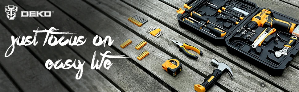 DEKO 126 Stück Elektrowerkzeug-Kombi-Sets, 10 mm, 3/8 Zoll Schnellspannbohrfutter, mit 8 V Akku-Bohrschrauber, professionelle Heim- und Haushalts-DIY-Handwerkzeug-Sets