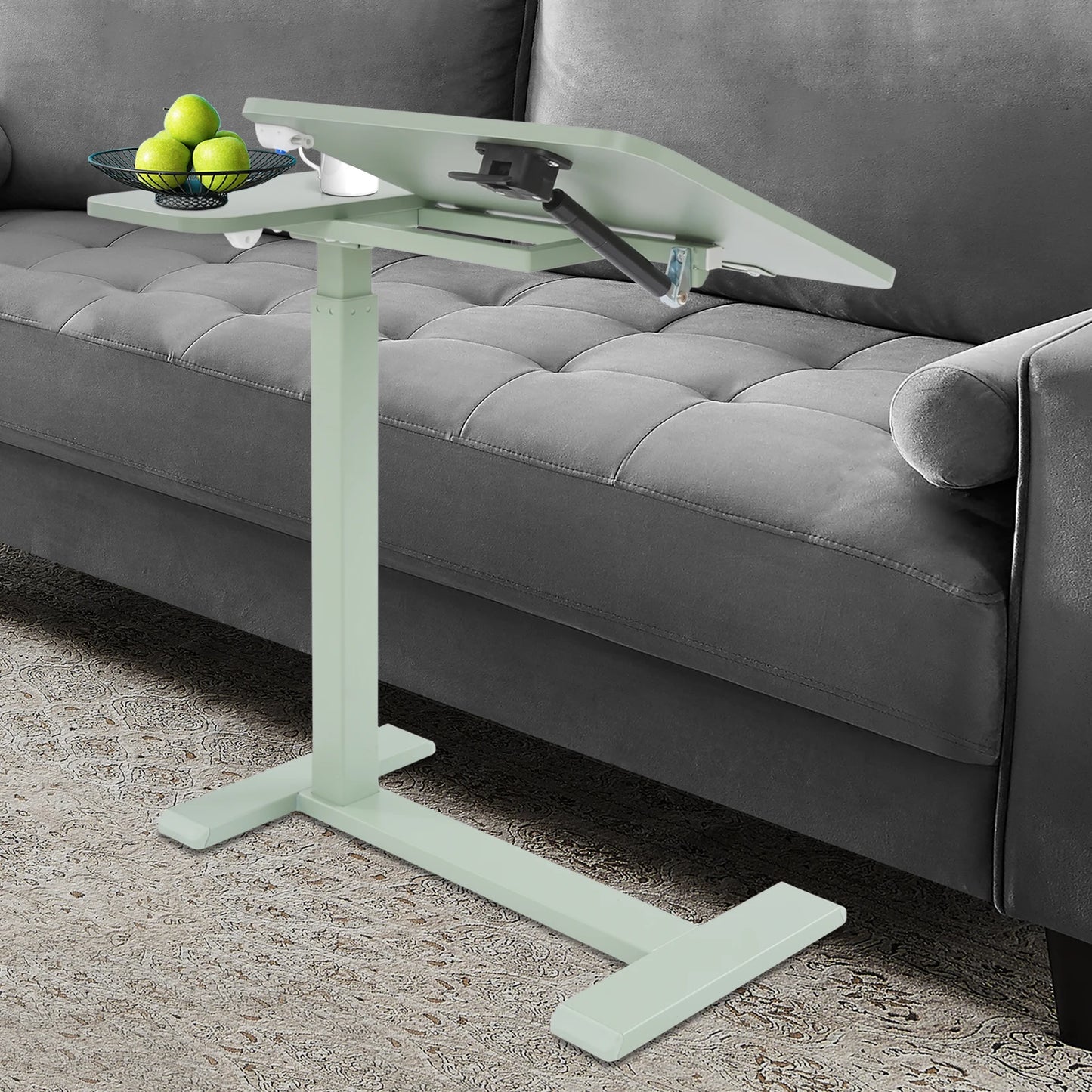 Mobiler Stehschreibtisch mit Tablettplatte, höhenverstellbar, 26–41 Zoll, drehbar, 40 kg belastbar, versteckte Räder für Home-Office-Laptops