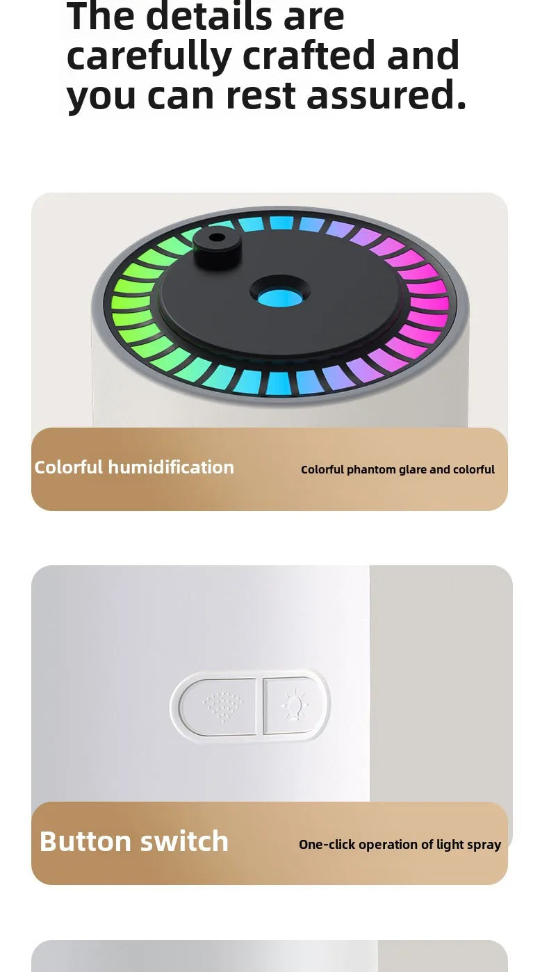 Air Humidifier Portable Humidifier with Rotating Mist & Starry Light USB Car Humidifier Smart Humidifier for Home Office Travel