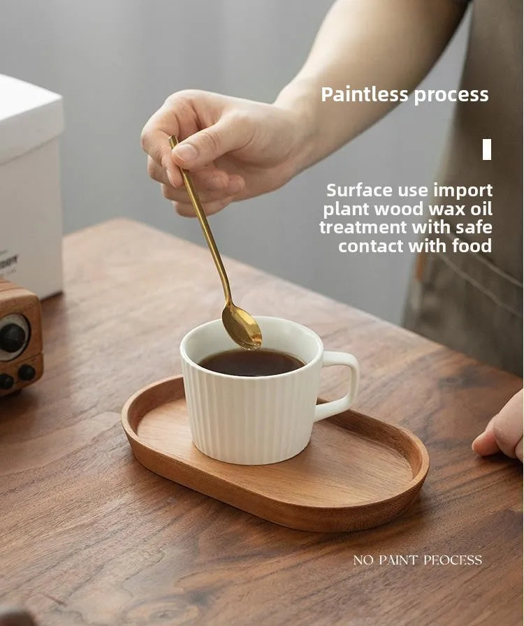 Japanese Acacia wooden tray rectangular dinner plate heat insulation solid wood grain oval bread.