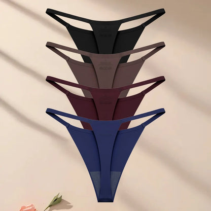4PcsSet Seamless Ultra-thin Underwear Women Sexy Thin Belt Panties Female High Stretch Thongs Girls Breathable G-String Lingerie