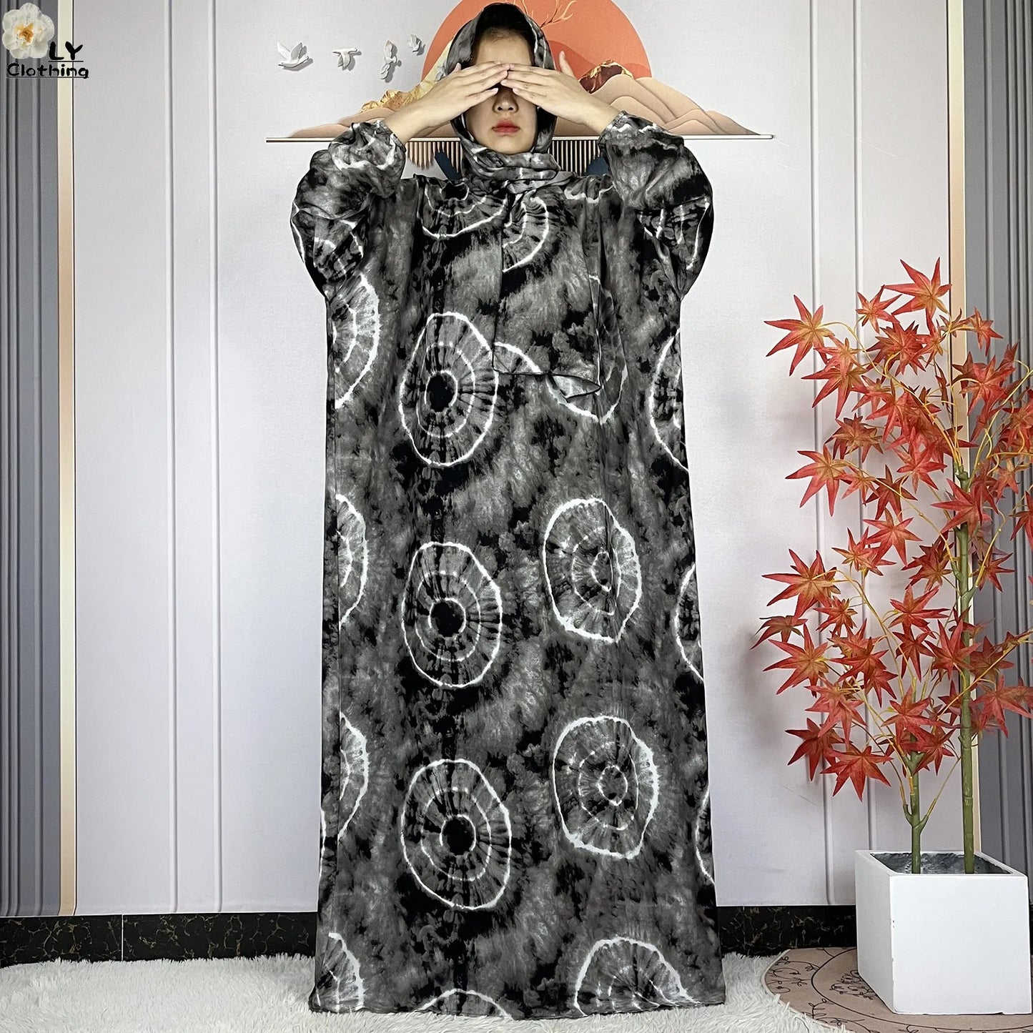 New Muslim Long Sleeved Cotton For Women Ramadan Prayer Turkey Middle East Femme Robe Floral Loose African Abaya Dress Scarfs