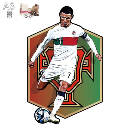 Soccer Player Wooden Puzzle for Football Fan Sports Star Wood Jigsaw Advanced Difficulty A3 A4 Size Puzzles