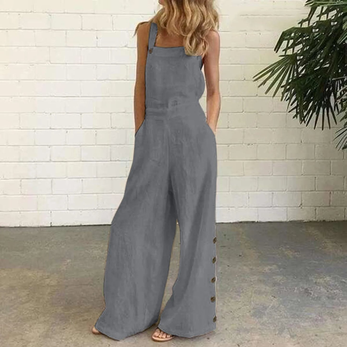 Evening Dresses Outfits Women'S Sleeveless Overalls Jumpsuit Casual Solid Summer Wide Leg Bib Pants Vestidos Verano Moda 2025.