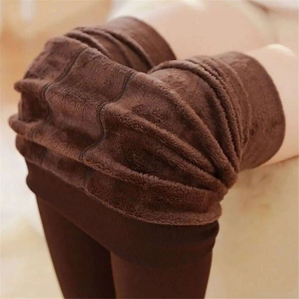 Fluff Lined Winter Thermal Warm Thick Pantyhose Stretch Slim Leggings Pants Colorful Warm Tights Women's Clothing