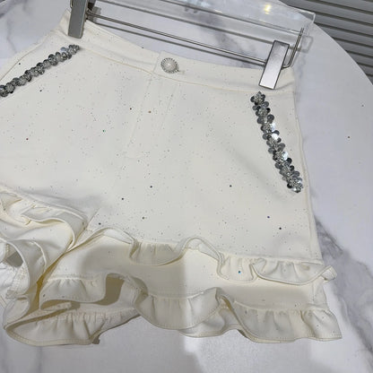 2025 Summer Clothes New Fashion Sequined Beaded Fungus Edge Pants Three-point Shorts Sweet Girls Temperament Short Pants Women.