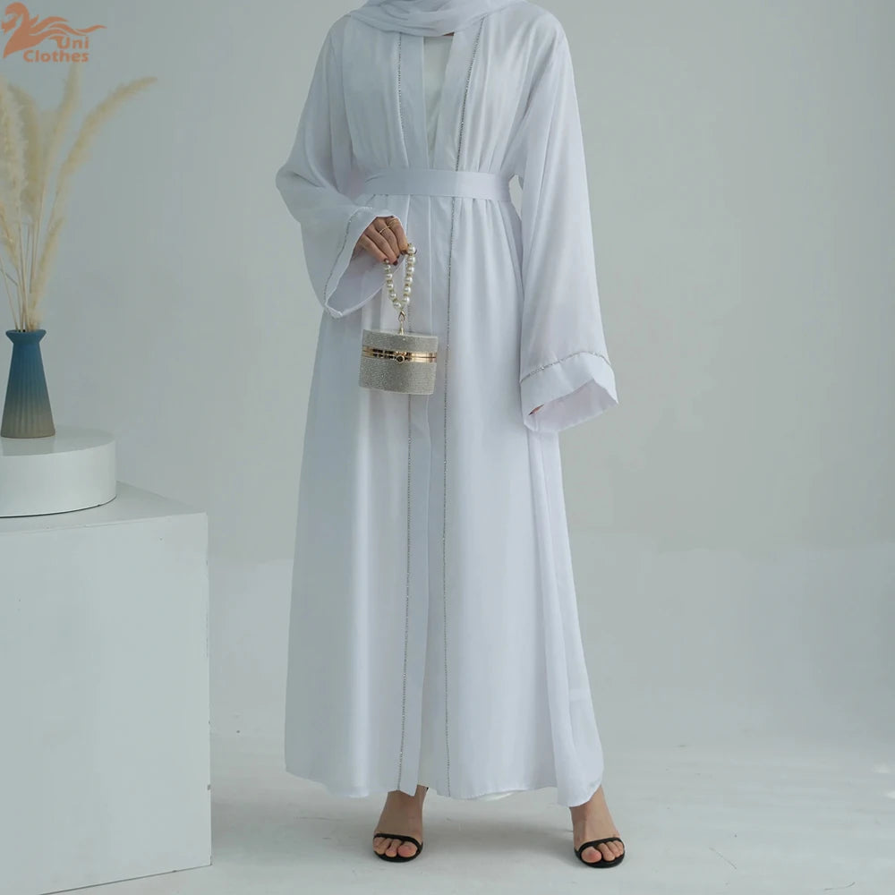 Ramadan Women's Galabiyas Solid Open Kaftan Dubai Abaya Dress Turkey Kimono Long Cardigan Fashion Muslim Islamic Clothing.
