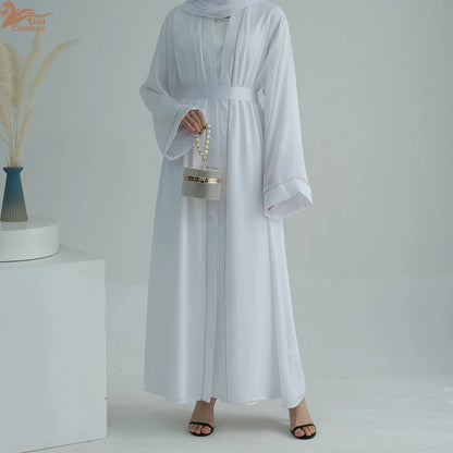 Ramadan Women's Galabiyas Solid Open Kaftan Dubai Abaya Dress Turkey Kimono Long Cardigan Fashion Muslim Islamic Clothing.