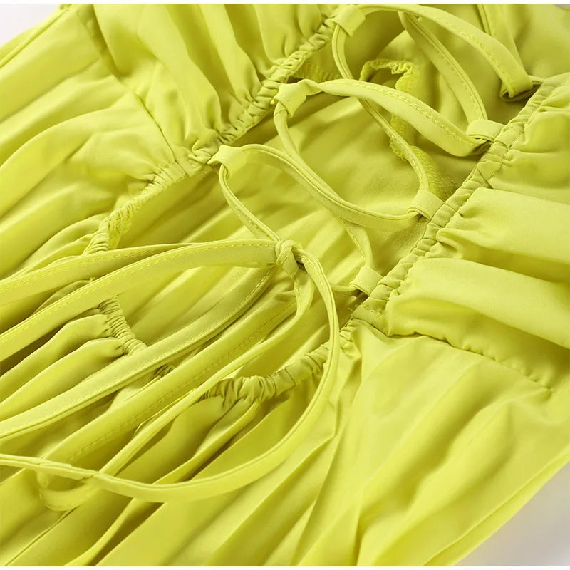 Elegante trägerlose Band-Plissee-Kleider für Damen, sexy, ärmellos, rückenfrei, langes Kleid, 2025, Frühjahr, neue Dame, Abendparty-Roben.