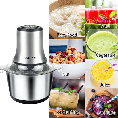 800W 3L Electric Meat Grinder Multifunction Food Processor Stainless Steel Kitchen Grinder Vegetable Chopper Slicer Machine Home.