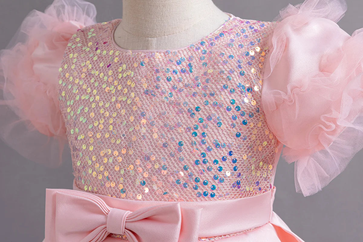 Hetiso Mädchen Pailletten Prinzessin Kleid flauschige Tutu Ärmel Geburtstags feier Leistung Hochzeit Ballkleid Kinder Kleider 3 6 8 10 Jahre.