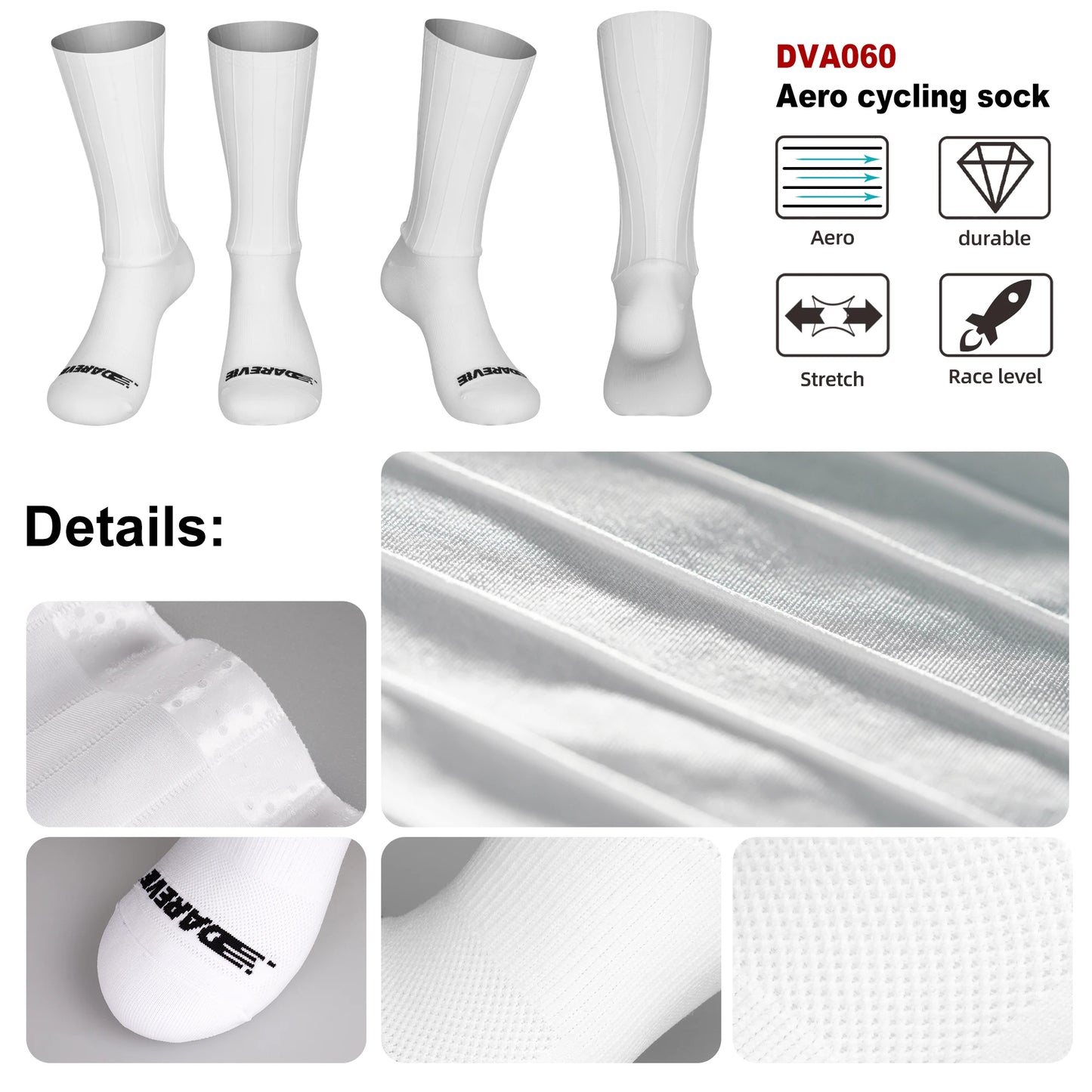 DAREVIE AERO Cycling Man Socks Pro Aerodynamics Socks Elastic Anti-Slip Men's Cycling Socks Outdoor Sports Bicycle Accessories.