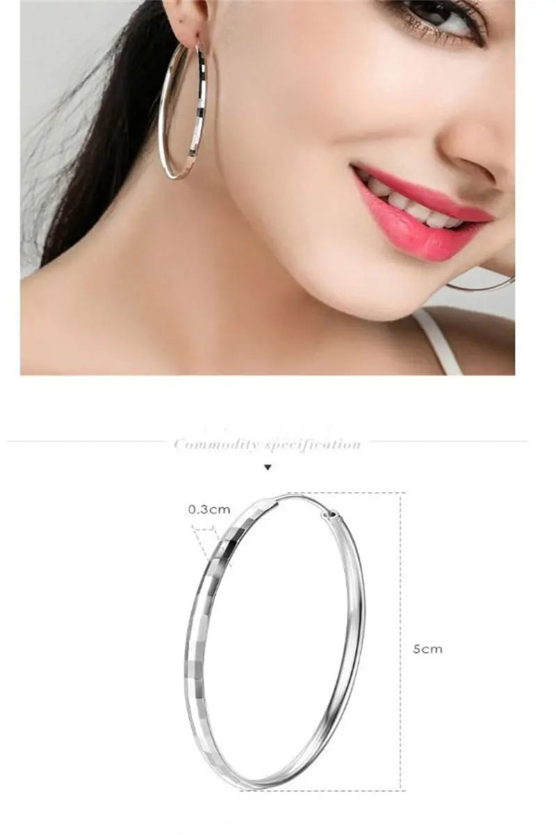 Senlissi - 925 Sterling Silver Hoop Earrings For Women 18K Gold Plated Jewelry Dazzling Women's Hoops Earrings Christmas Gifts