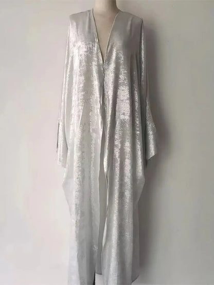 Ramadan Eid Shiny Satin Open Kimono Abaya Damen Dubai Luxury Muslim Kebaya Abayas For Women Kaftan Dress Islamic Clothing Femme
