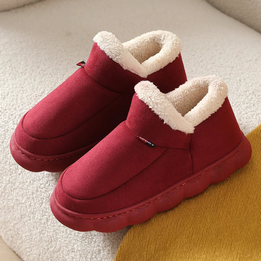 Smile PoP Winter Plush Men Cotton Shoes Warm Plush Men House Slippers Outdoor Soft Non Slip Women's Shoes Casual Furry Men Shoes