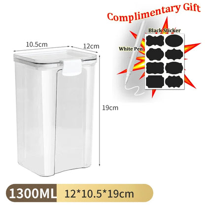Food Box Storage Container With Airtight Lid Condiment Organizer Plastic Dispenser Jar Hermetic Kitchen Cereal Snack Spaghetti