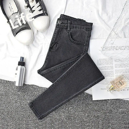 High-waisted Slimming Jeans Women's Cropped Pants Spring Autumn 2021 New Elastic Tight Slims Smooths Your Silhouette Pencil.