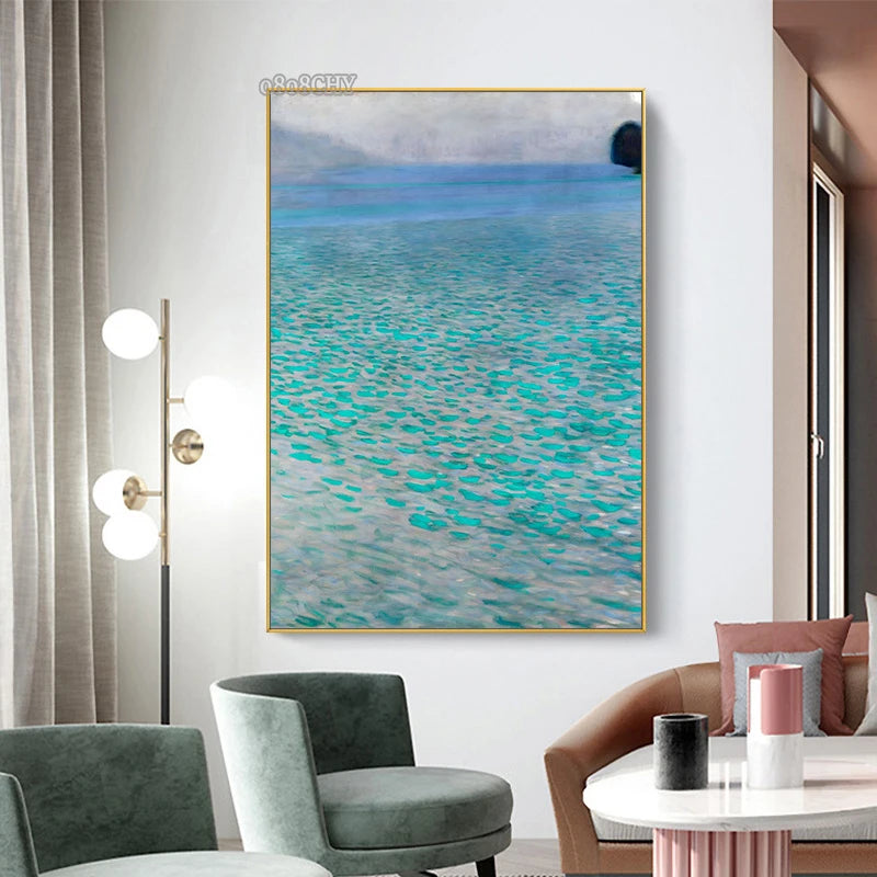 Gustav Klimt Flower Garden Sunflowers Church Canvas Oil Painting Abstract Plants Flowers Wall Art Poster Nordic Home Decor Mural.