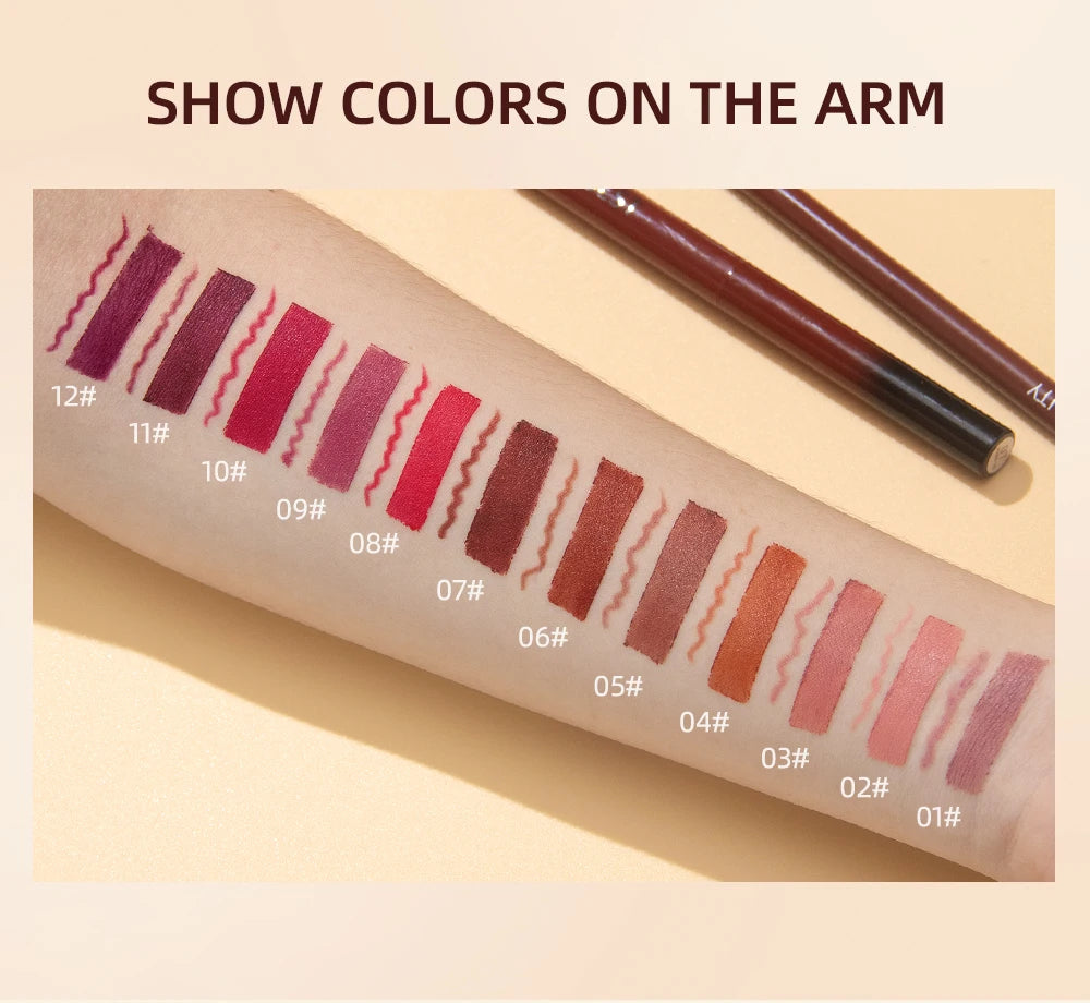 QIBEST 2pcs Lipstick Lipliner Pen Set Matte Nude Lip Liner Pencil Waterproof Long Lasting Lipstick Pen Contour Makeup For Women.